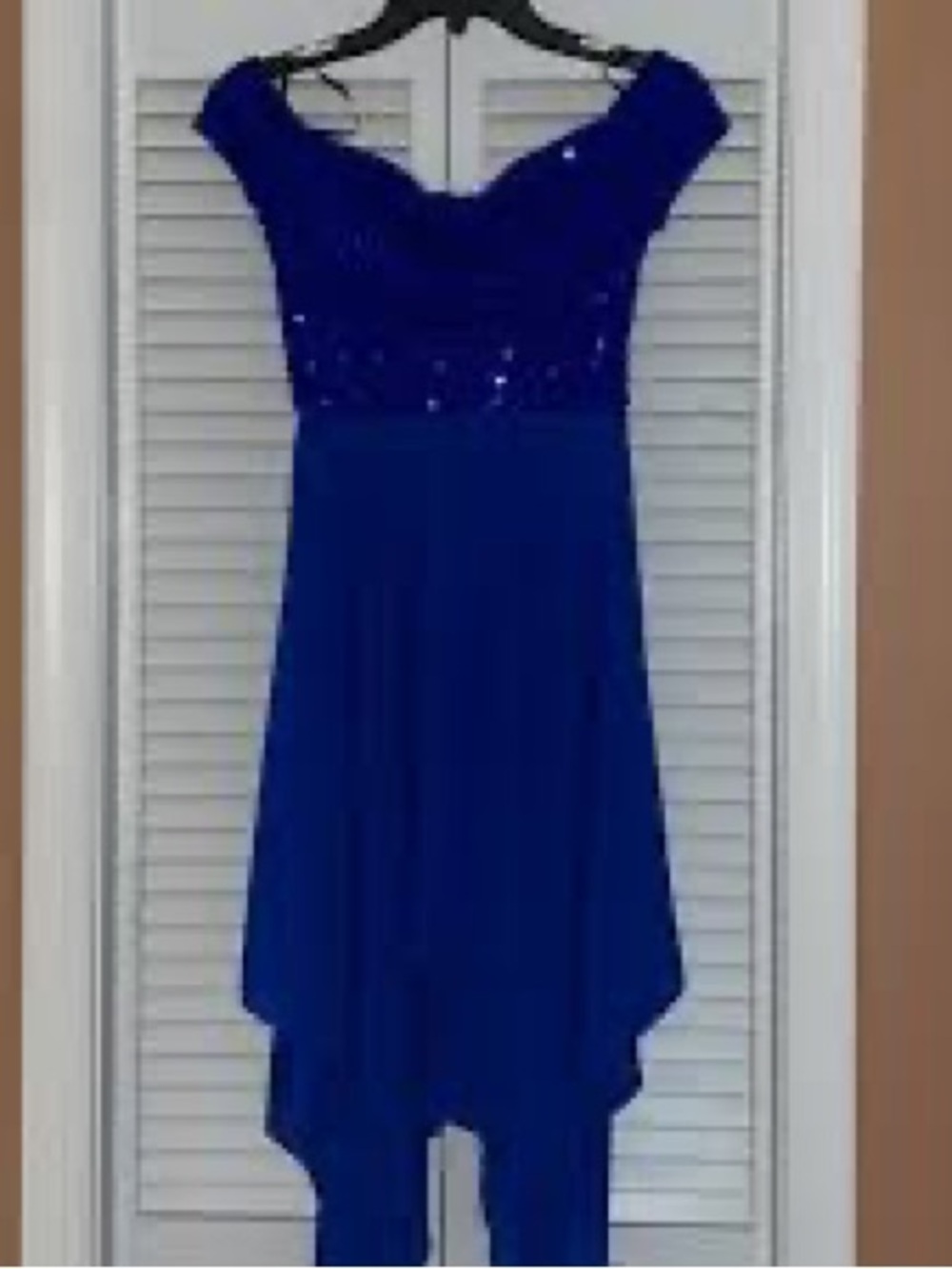 Blue Off-Shoulder Evening Dress